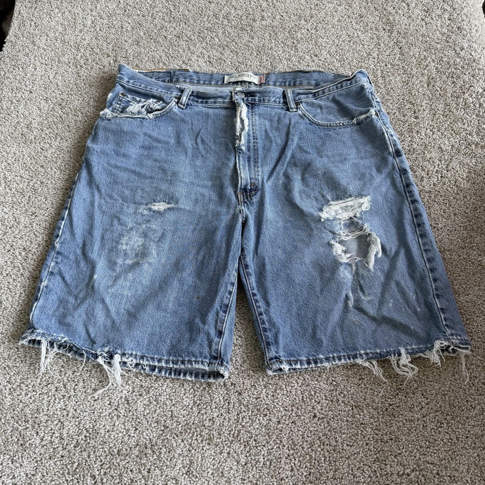 Y3K Levi's Baggy Denim Shorts Mens 40 Blue Cotton 550 Relaxed Distressed Jorts